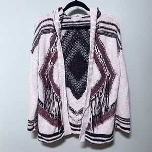 Hooded Sweater with Fringe